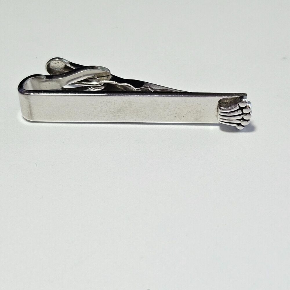 Swank silver tone tie clip with crown